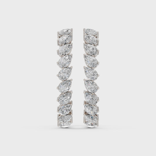6.23 CTTW Tilted Pear Lab Diamond Hoop Earring – 14K White Gold video