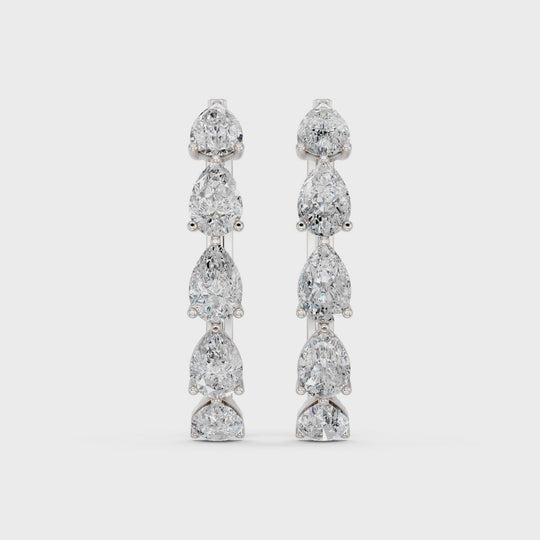 5.33 CTTW Pear Lab Diamond Hoop Earring – 14K White Gold video