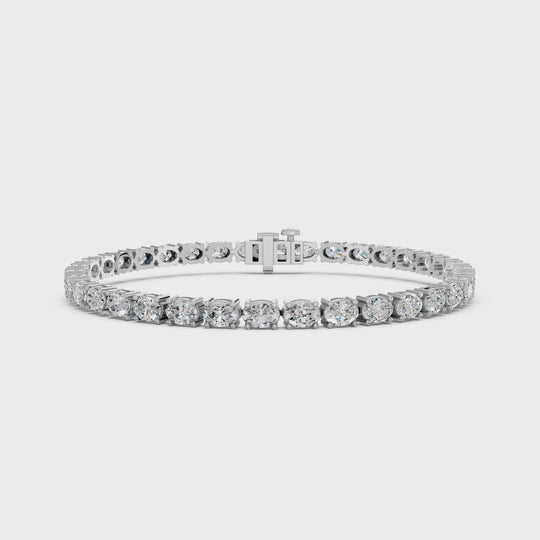 8.06 CTTW Oval Lab Diamond E-W Tennis Bracelet – 14K White Gold video