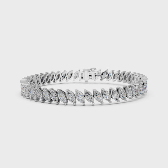 9.83 CTTW Angled Marquise Lab Diamond Tennis Bracelet – 14K White Gold video