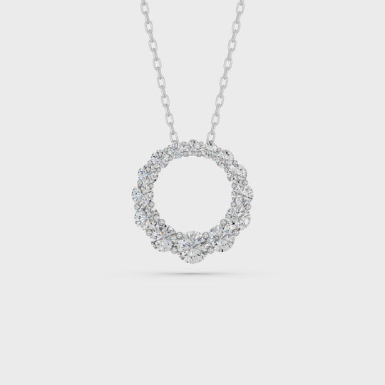1.55 CTTW Round Lab Diamond Graduating Circle Pendant – 14K White Gold video