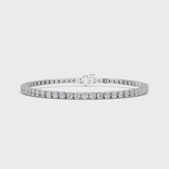 5.08 CTTW Round Lab Diamond 4 Prong Straight Line Tennis Bracelet – 14K White Gold video