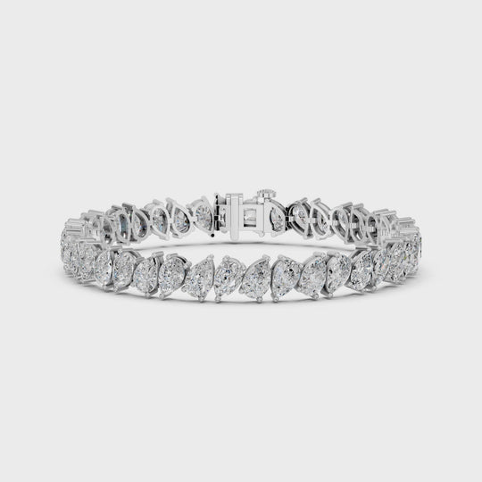 19.61 CTTW Angled Alternating Pear Lab Diamond Tennis Bracelet – 14K White Gold video