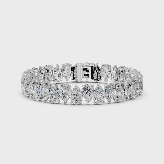 35.77 CTTW Alternate Pear Lab Diamond N-S Heavy Tennis Bracelet – 14K White Gold video