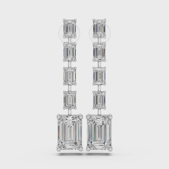 4.62 CTTW Emerald Cut Lab Diamond Linear Earring – 14K White Gold video