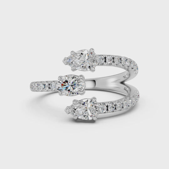 1.06 CTTW Oval & Pear Lab Diamond Fashion Ring – 14K White Gold video