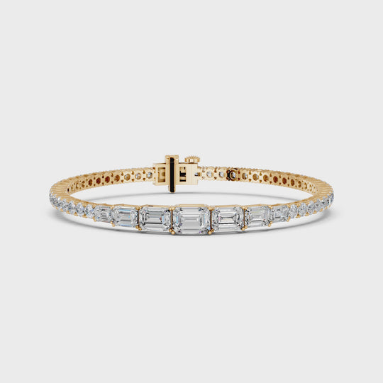 8.19 CTTW Emerald Cut Lab Diamond Graduating Bracelet – 14K Yellow Gold video