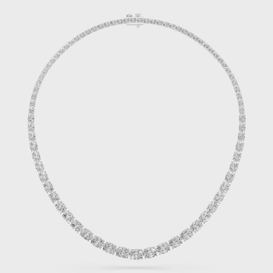 25.77 CTTW Oval Lab Diamond Graduating Necklace – 14K White Gold video