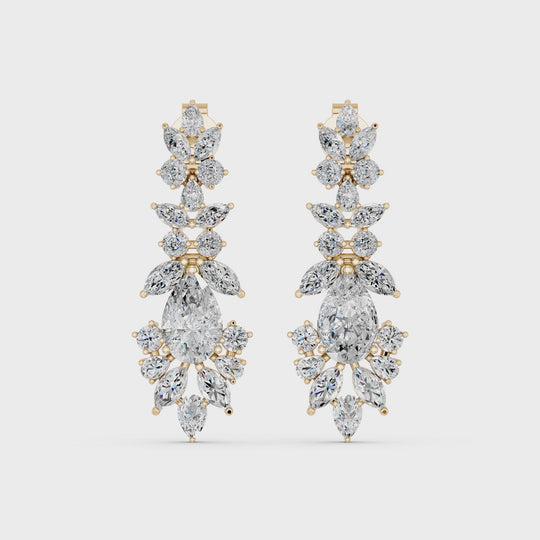 4.72 CTTW Multi Shape Lab Diamond Statement Earring – 14K Yellow Gold video