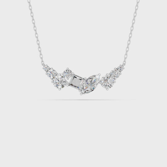 2.65 CTTW Multi Shapes Lab Diamond Scattered Necklace – 14K White Gold video