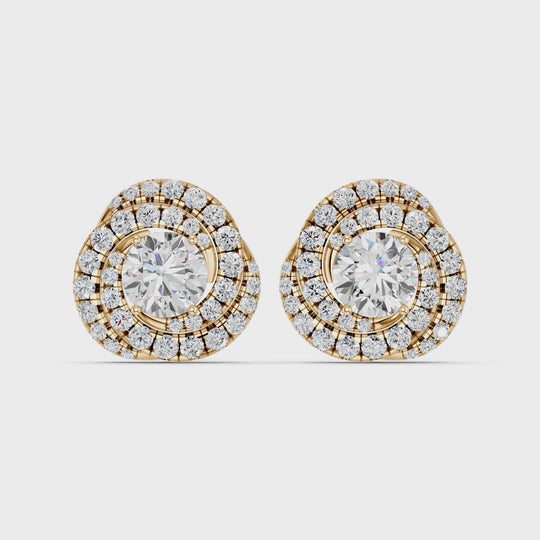 4.03 CTTW Round Lab Diamond Knot Stud – 14K Yellow Gold video