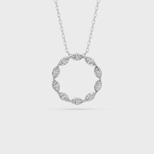 1.16 CTTW Marquise Lab Diamond Circle Pendant – 14K White Gold video