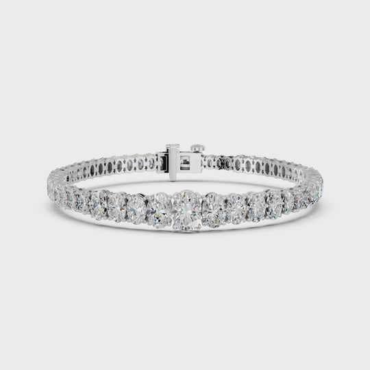 10.69 CTTW Oval Lab Diamond Graduating Bracelet – 14K White Gold video
