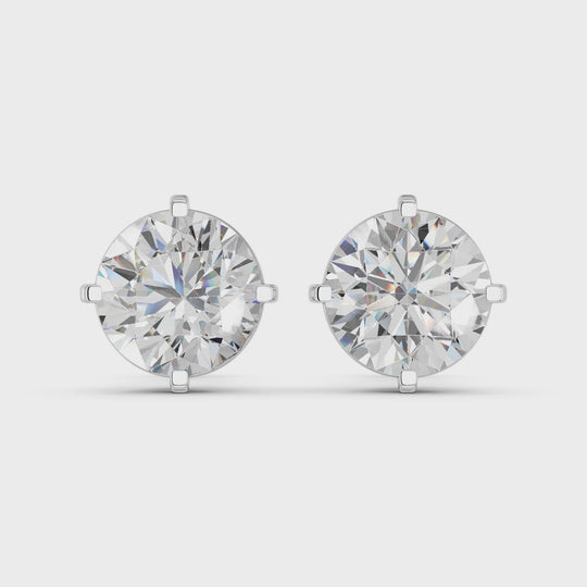 5.01 CTTW Round Lab Diamond Solitaire Stud – 14K White Gold video