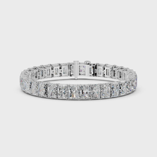 34.85 CTTW Radiant Cut Lab Diamond N-S Heavy Tennis Bracelet – 14K White Gold video