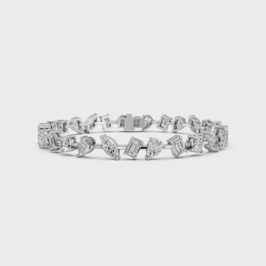 10.32 CTTW Multi Shape Lab Diamond Zig-Zag Bracelet – 14K White Gold video