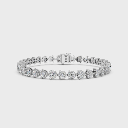 7.07 CTTW Round Lab Diamond 3 Prong Tennis Bracelet – 14K White Gold video