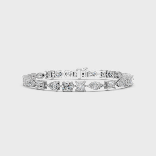 9.97 CTTW Multi Shape Lab Diamond Line Bracelet – 14K White Gold video