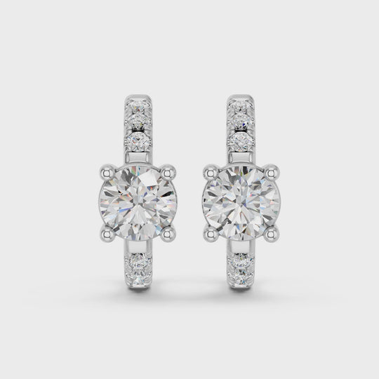 1.49 CTTW Round Lab Diamond Hoop Earring – 14K White Gold video