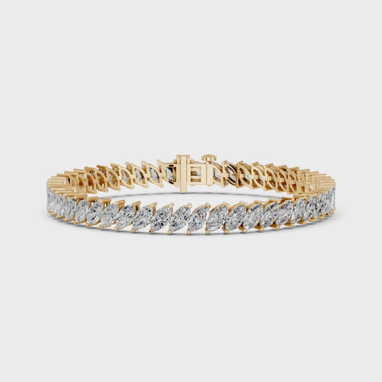 10.36 CTTW Angled Marquise Lab Diamond Tennis Bracelet – 14K Yellow Gold video