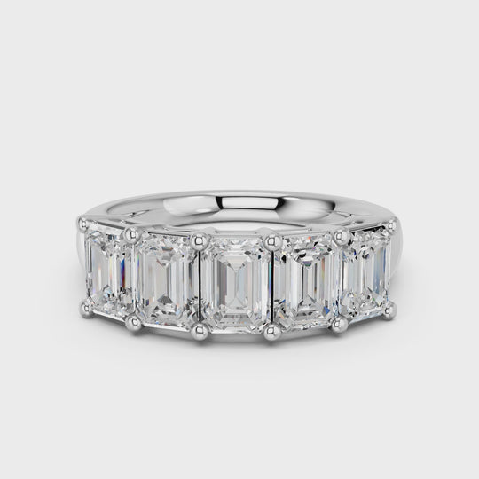 2.51 CTTW Emerald Cut Lab Diamond Anniversary Band – 14K White Gold video