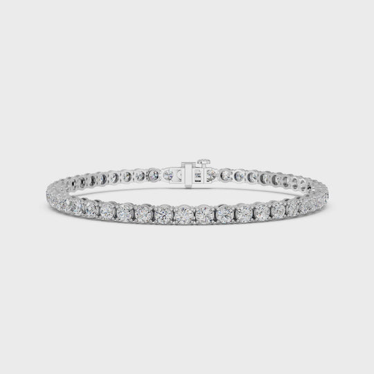 6.9 CTTW Round Lab Diamond 4 Prong Straight Line Tennis Bracelet – 14K White Gold video