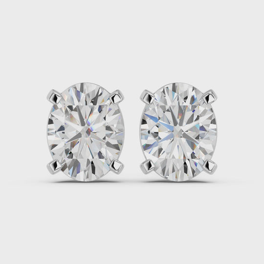 3.06 CTTW Oval Lab Diamond Solitaire Stud – 14K White Gold video