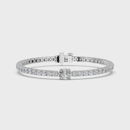 7.51 CTTW Oval Center Stone Lab Diamond Tennis Bracelet – 14K White Gold video