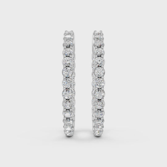 3.04 CTTW Round Lab Diamond Inside Out Hoop Earring – 14K White Gold video