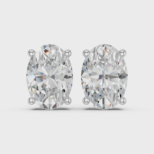 5 CTTW Oval Lab Diamond Solitaire Stud – 14K White Gold video