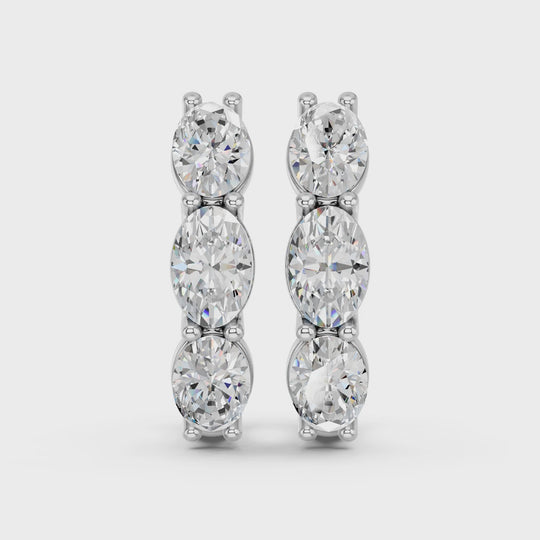 3.16 CTTW Oval Lab Diamond Hoop Earring – 14K White Gold video