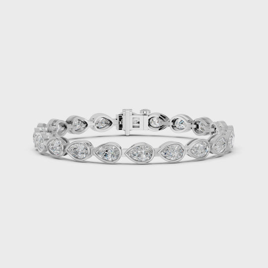 10.36 CTTW Pear Lab Diamond E-W Bezel Tennis Bracelet – 14K White Gold video