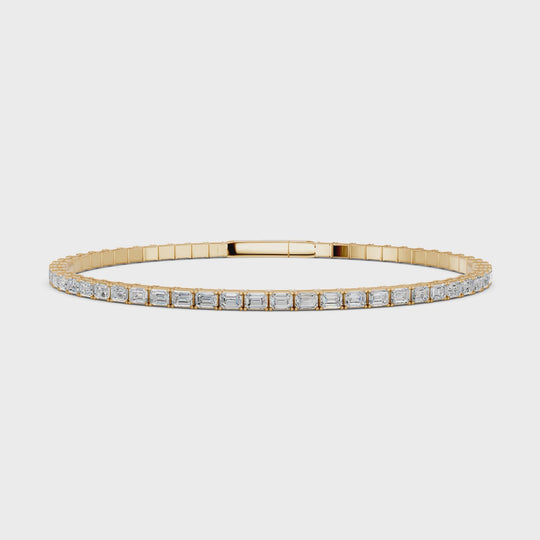 5.04 CTTW Emerald Lab Diamond Flexible Bracelet – 14K Yellow Gold video