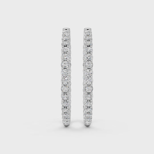 4.08 CTTW Round Lab Diamond Inside Out Hoop Earring – 14K White Gold video