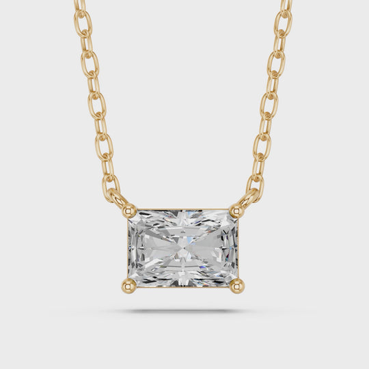 1.01 CTTW Radiant Lab Diamond Solitaire Necklace – 14K Yellow Gold video