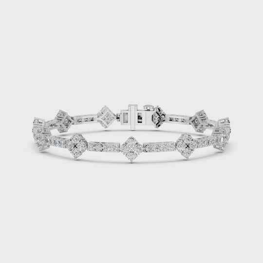 4.06 CTTW Round Lab Diamond Stationed Line Bracelet – 14K White Gold video
