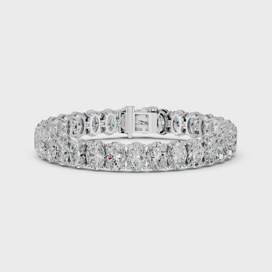 32.35 CTTW Oval Lab Diamond N-S Heavy Tennis Bracelet – 14K White Gold video