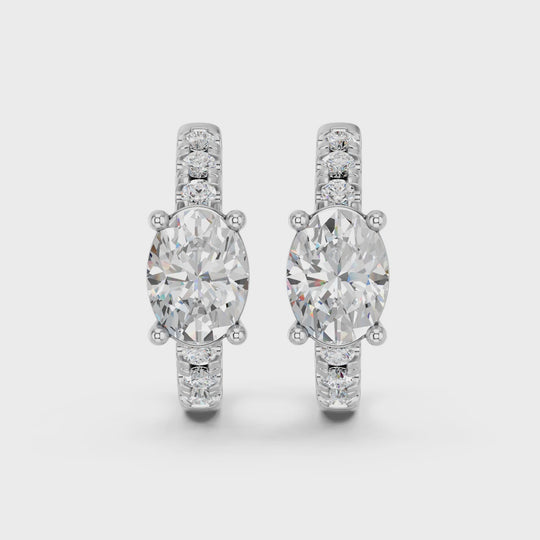 1.56 CTTW Oval Lab Diamond Hoop Earring – 14K White Gold video