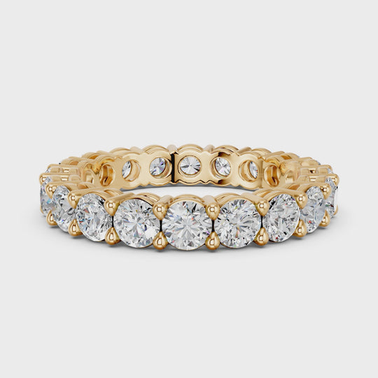 4.07 CTTW Round Lab Diamond Eternity Band – 14K Yellow Gold video