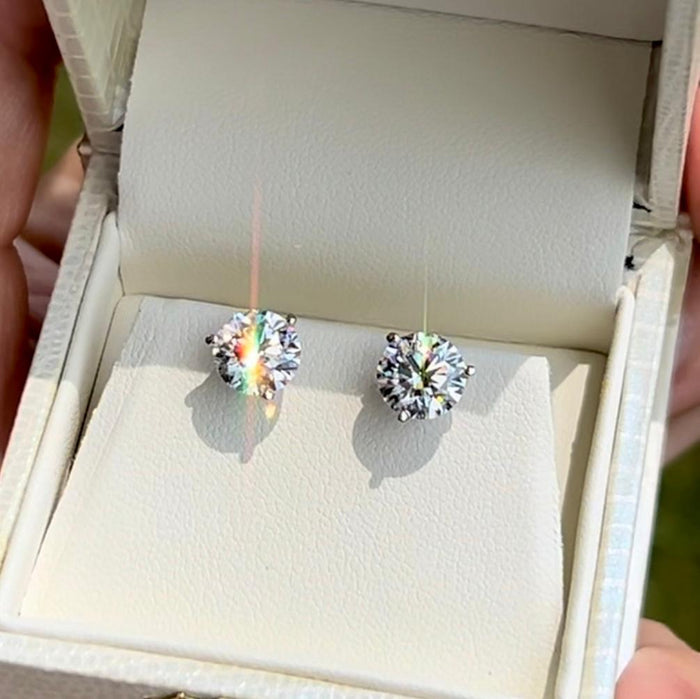 4.07cttw Hearts & Arrows cut Ideal Lab Grown Round diamond studs