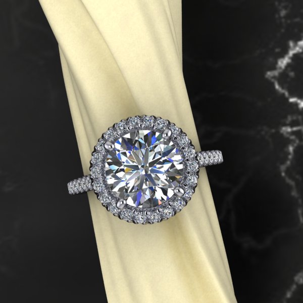 The AV French Set Halo in moissanite