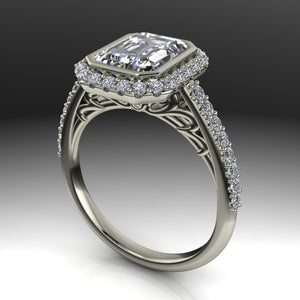 Shared Prong Halo Setting with lab grown diamonds