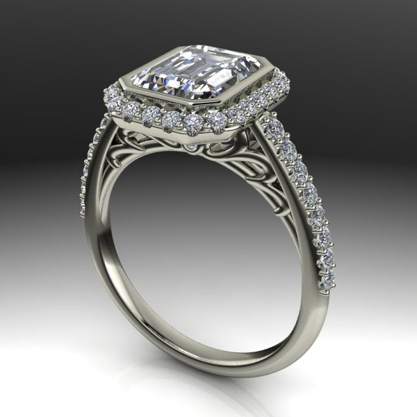 Shared Prong Halo Setting with lab grown diamonds
