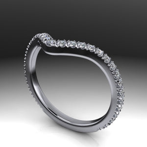 Ladies V shaped band with mined diamonds
