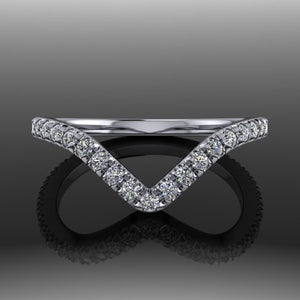 Ladies V shaped band with mined diamonds