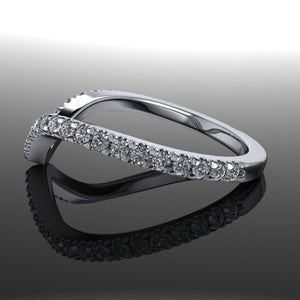 Ladies V shaped band with mined diamonds