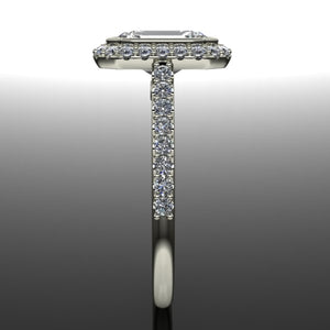 Shared Prong Halo Setting with lab grown diamonds