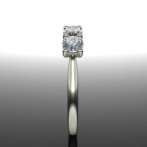ladies platinum wedding band for five 4mm cushions