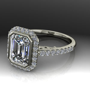 Shared Prong Halo Setting with lab grown diamonds