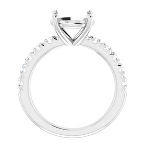 14K White 9.4 mm Round Moissasnite Engagement Ring Mounting